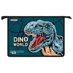Папка для тетрадей ПИФАГОР А4, 1 отделение, картон/пластик, на молнии, «Dino world»