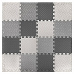 Коврик-пазл напольный 1.2×1.2 м, 16 шт., 30×30 см, толщина 1 см, серый, черный, светло-серый, ЮНЛАНДИЯ