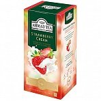 Чай Ahmad Tea «Strawberry Cream», черный, с аром. клубники со сливками, 25 фольг. пакетиков по 1.5г