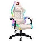 Кресло компьютерное DEFENDER Energy, 2 подушки, RGB подсветка, экокожа, белое, ш/к 24605