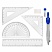превью Готовальня BRAUBERG SCHOOL KIT, 8 предметов, циркуль 115 мм, чертежные принадлежности, металлический пенал со справочными материалами,210712