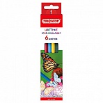 Карандаши цветные ПИФАГОР «БАБОЧКИ», 6 цветов, классические заточенные