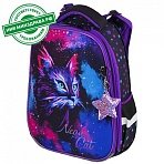 Ранец BRAUBERG PREMIUM, 2 отделения, с брелком, «Neon cat», 38×29х16 см