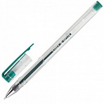 Ручка гелевая STAFF, ЗЕЛЕНАЯ, корпус прозрачный, хромированные детали, узел 0.5 мм, линия письма 0.35 мм