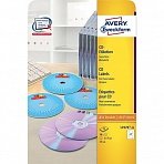 Этикетки для CD/DVD Avery Zweckform Z-L7676-25 (A4, 2 шт. на листе, D 117мм, 25 листов, белые матовые)