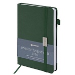 Ежедневник датированный 2026, А5, 138×213 мм, BRAUBERG «Control», под кожу, держатель для ручки, зеленый