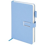 Ежедневник недатированный А5 143×210мм BRAUBERG Deluxe, под кожу, магнит 160л, голубой