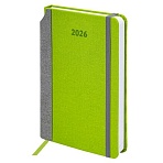 Ежедневник датированный 2026 А5 138×213 мм, BRAUBERG «Mosaic», под кожу, карман для ручки, зеленый