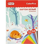 Картон белый Комус Класс ColorPics 10л А4 мелован. папка