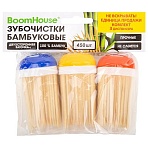 Зубочистки бамбуковые 450 штук, КОМПЛЕКТ 3 диспенсера по 150 штук, BOOMHOUSE