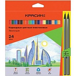 Карандаши цветные пластиковые Красин «Эволюция», 24цв. +2 ч/г HB, заточен., картон, европодвес