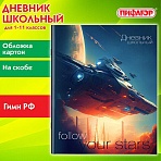 Дневник 1-11 класс 40 л., на скобе, ПИФАГОР, обложка картон, «Космический корабль»