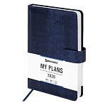 Ежедневник датированный 2026 А5 138×213 мм, BRAUBERG «Legend», под кожу, застежка, синий