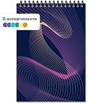 Блокнот А5.40л, клетка, метал. гребень, цв. обложка, Forma, в ассорт