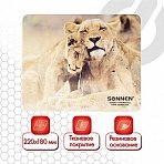 Коврик для мыши SONNEN «LIONS», резина + ткань, 220×180х3 мм