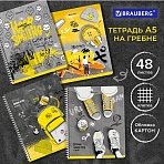 Тетрадь А5 48 л. BRAUBERG, гребень, клетка, обложка картон, «Urban Style» (4 вида в спайке)