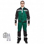 Костюм рабочий летний мужской л21-КПК с СОП зеленый/черный (размер 60-62, рост 170-176)