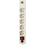 Сетевой фильтр Гарнизон ECL-5-U2-W-1.8 5р/1.8м, 10А, 2xUSB, белый