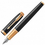 Ручка перьевая PARKER «IM Premium Black GT», корпус черный матовый с гравировкой, позолоченные детали, синяя