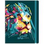 Дневник 1-11 класс 48 л., кожзам (твердая), печать, резинка, BRAUBERG, «Bright Lion»