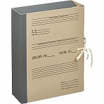 Папка архивная Attache А4 из картона/бумвинила серая 80 мм (складная, 4 х/б завязки, до 800 листов)