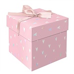 Коробка складная подарочная MESHU «Hearts», (15×15×15см), с лентой, отд. фольгой