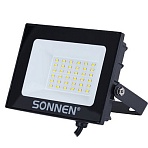 Прожектор светодиодный 30 Вт, 6500 К, 2400 Лм, IP65, 146×98x26 мм, черный, SONNEN