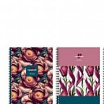 Тетрадь 96л., А4, клетка, на гребне BG «Flower story», глянцевая ламинация