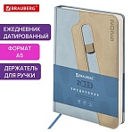 Ежедневник датированный 2025, А5, 138×213 мм, BRAUBERG «Assistant», под кожу, держатель для ручки, светло-синий