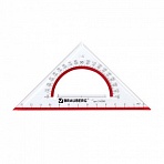 Треугольник BRAUBERG с транспортиром, 45?13 см, прозрачный, с выделенной шкалой, упаковка с европодвесом