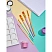 превью Набор кистей Комус Класс Kitty stickers синт,кр(№1.3.5)пл(№10.12),5 шт,европ