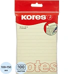 Бумага для заметок Kores (желтая в линейку, 100×150, 100 листов)
