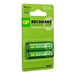 Батарейки аккумуляторные GP ReCharge Ni-Mh пальчиковые КОМПЛЕКТ 2 шт., АА (HR6) 1000 mAh, 100AAHCV