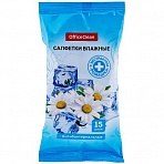 Салфетки влажные OfficeClean, 15шт., антибактериальные для рук, с ромашкой
