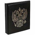 Альбом для монет OfficeSpace «Символика России» формат Optima, 230×270 на кольцах, черный, 10л., иск. кожа