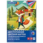 Картон цветной А4 ТОНИРОВАННЫЙ В МАССЕ, 40 листов, 20 цветов, склейка, 180 г/м2, BRAUBERG