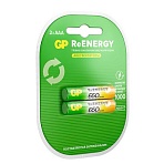 Батарейки аккумуляторные GP ReEnergy Ni-Mh мизинчиковые КОМПЛЕКТ 2 шт., ААА (HR03), 650 mAh, 65AAAHCRGY