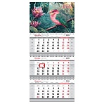 Календарь квартальный 3 бл. на 3 гр., 295×660 мм BG «Райская птица», с бегунком, 2026г.