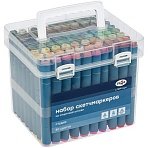 Набор двусторонних маркеров для скетчинга Гамма «Студия» 80цв., основные цвета, корпус трехгранный, пулевид./клиновид. наконечники, пласт. кейс