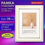 Рамка 15×21 см с паспарту 10×15 см небьющаяся, аналог IKEA, багет 26 мм, МДФ, BRAUBERG «Zool», цвет слоновая кость