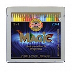 Карандаши с многоцветным грифелем цельнографитные Koh-I-Noor «Progresso Magic 8774», 23шт. + карандаш-блендер., заточен., в лаке, металл. коробка
