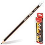 Набор карандашей чернографитных MAPED (Франция), 12 шт., «Black Pep's», HB, трехгранные, с резинкой