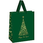 Пакет подарочный 26×32×12см MESHU «Christmas tree», фольга, матовая ламинация
