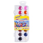 Краски акварельные ЮНЛАНДИЯ «ДОМИКИ» 16 цветов, круглые кюветы 23 мм, пенал