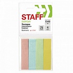Закладки клейкие STAFF бумажные, 50×12 мм, 4 цвета х 25 листов, европодвес