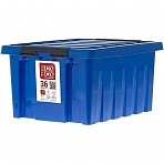 Ящик п/п 500×390х250 мм Rox Box 36 с крышкой и клипсами синий
