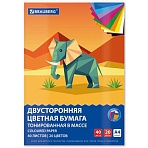 Цветная бумага А4 ТОНИРОВАННАЯ В МАССЕ, 40 листов, 20 цветов, склейка, 80 г/м2, BRAUBERG