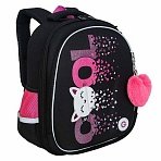 Ранец GRIZZLY анатомическая спинка, c брелоком, для девочек, COOL, 36×28х20 см