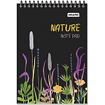 Блокнот А5 60л Attache Nature Black flowers клет,65г,100%, греб, карт, ВД-лак