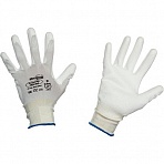 Перчатки защитные Manipula Specialist Полисофт MG-166 из полиэфира с полиуретаном полиуретановым покрытием белые (13 нитей, 13 класс, размер 9, L)